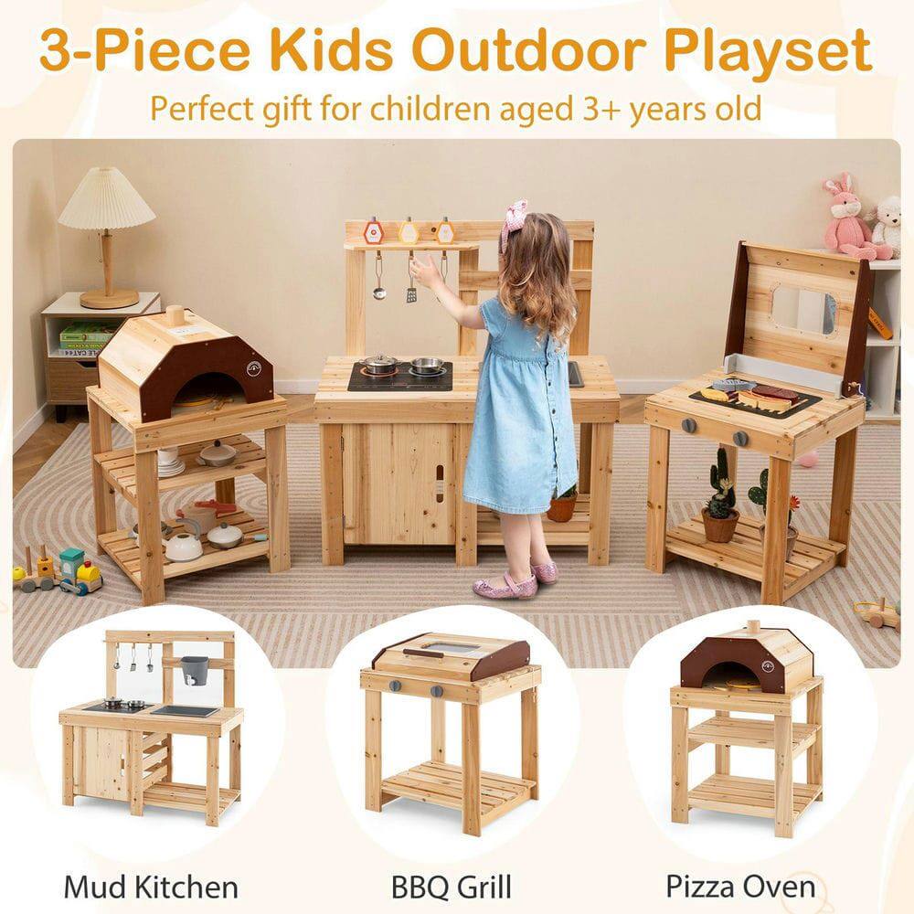 3-Piece Kids Outdoor Playset  
Perfect gift for children aged 3+ years old  

Mud Kitchen  
BBQ Grill  
Pizza Oven