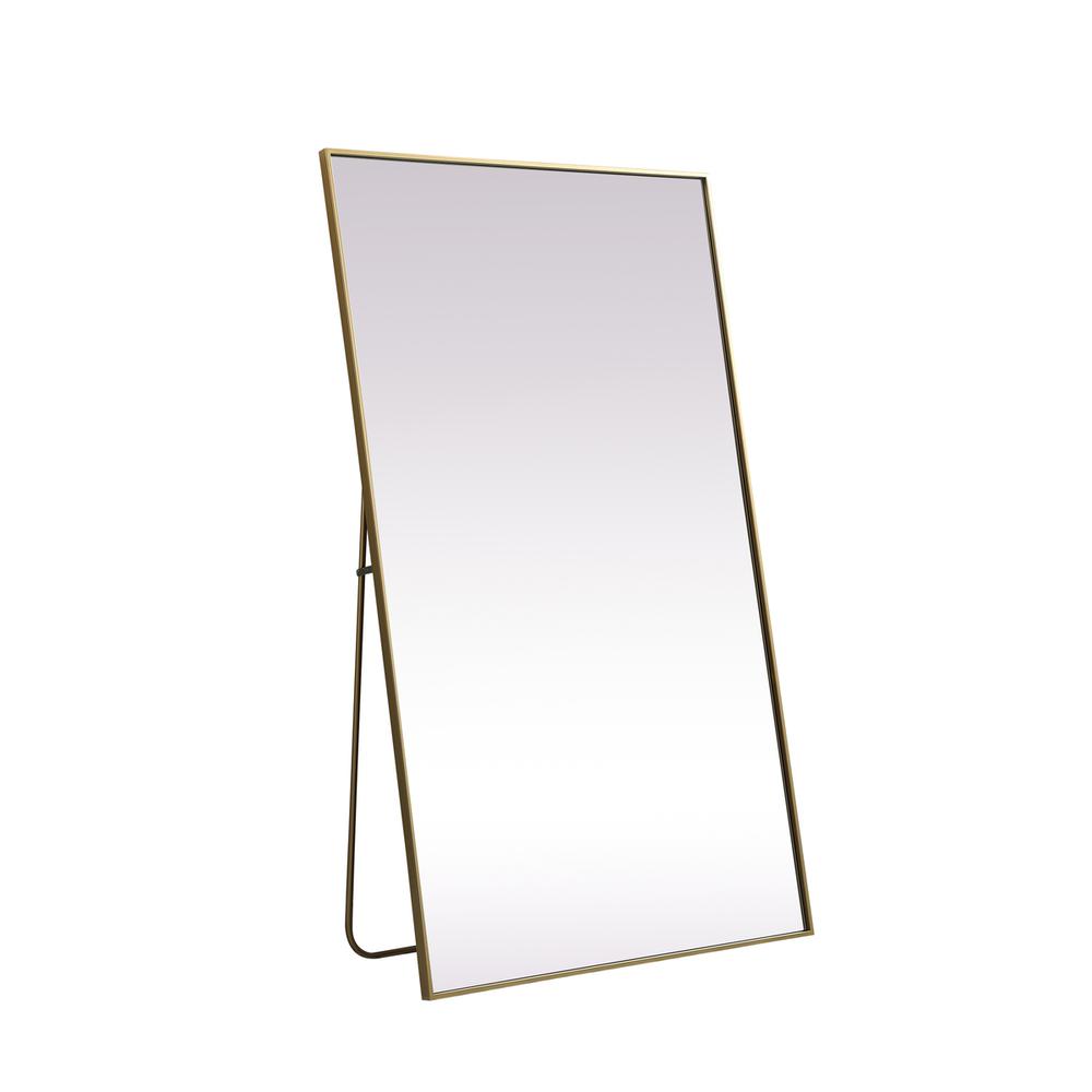 Alt View 2. Elegant Decor - Metal Frame Rectangle Full Length Mirror 36x60 Inch in Brass - Brass.