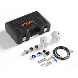 VEVOR - Turbo Boost Leak Tester Kit, Compatible with 3"/3.5"/4" Pipe, 0-150 PSI Valve Gauge & 0-60 PSI Adapter Gauge - Black,Orange