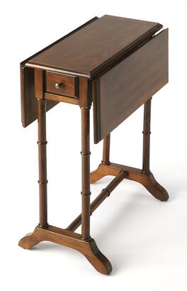 Butler Specialty - Darrow 24 in. W Fully Extended Rectangualr Wood Drop-Leaf 1 Drawer Side Table - Medium Brown