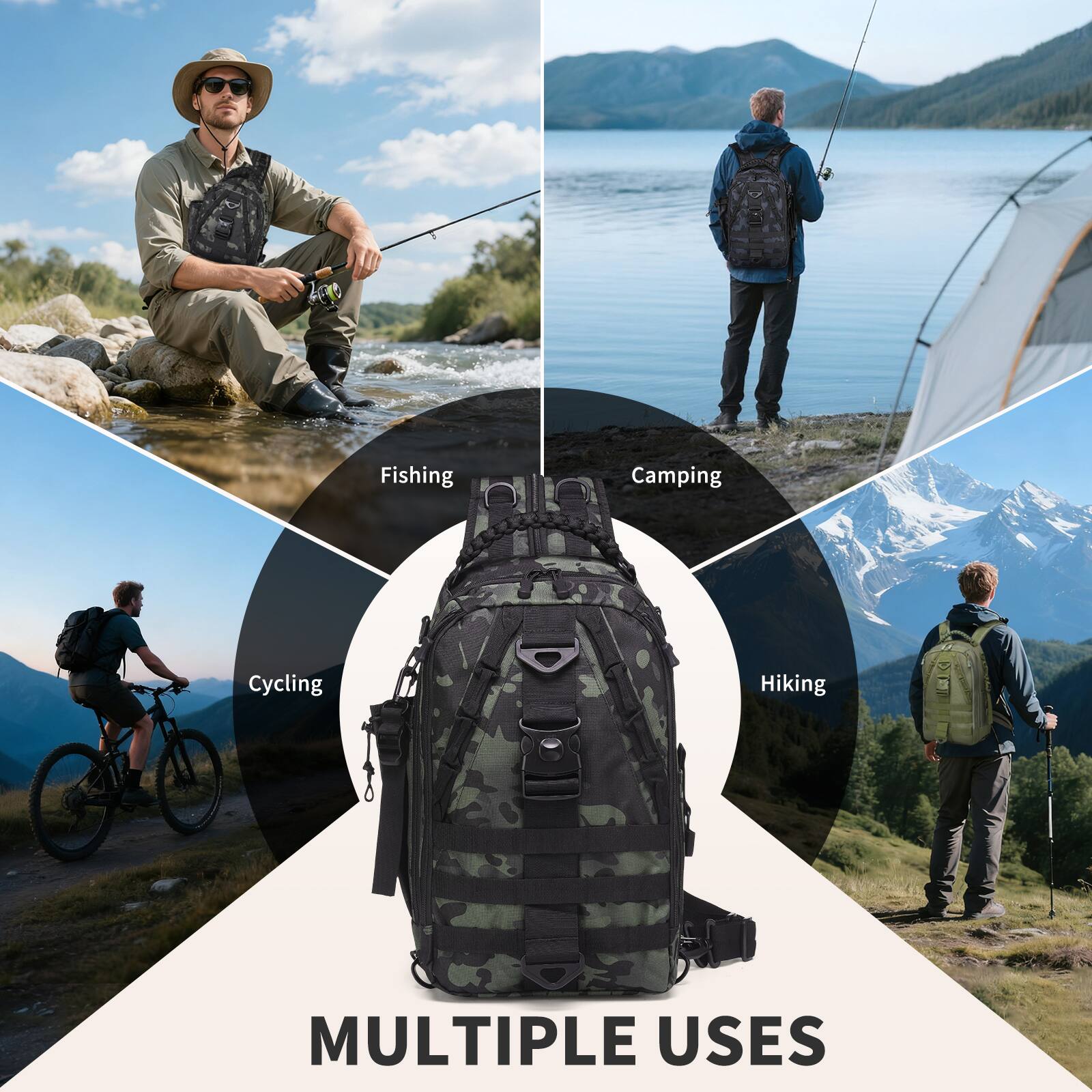 Fishing  
Camping  
Cycling  
Hiking  

MULTIPLE USES