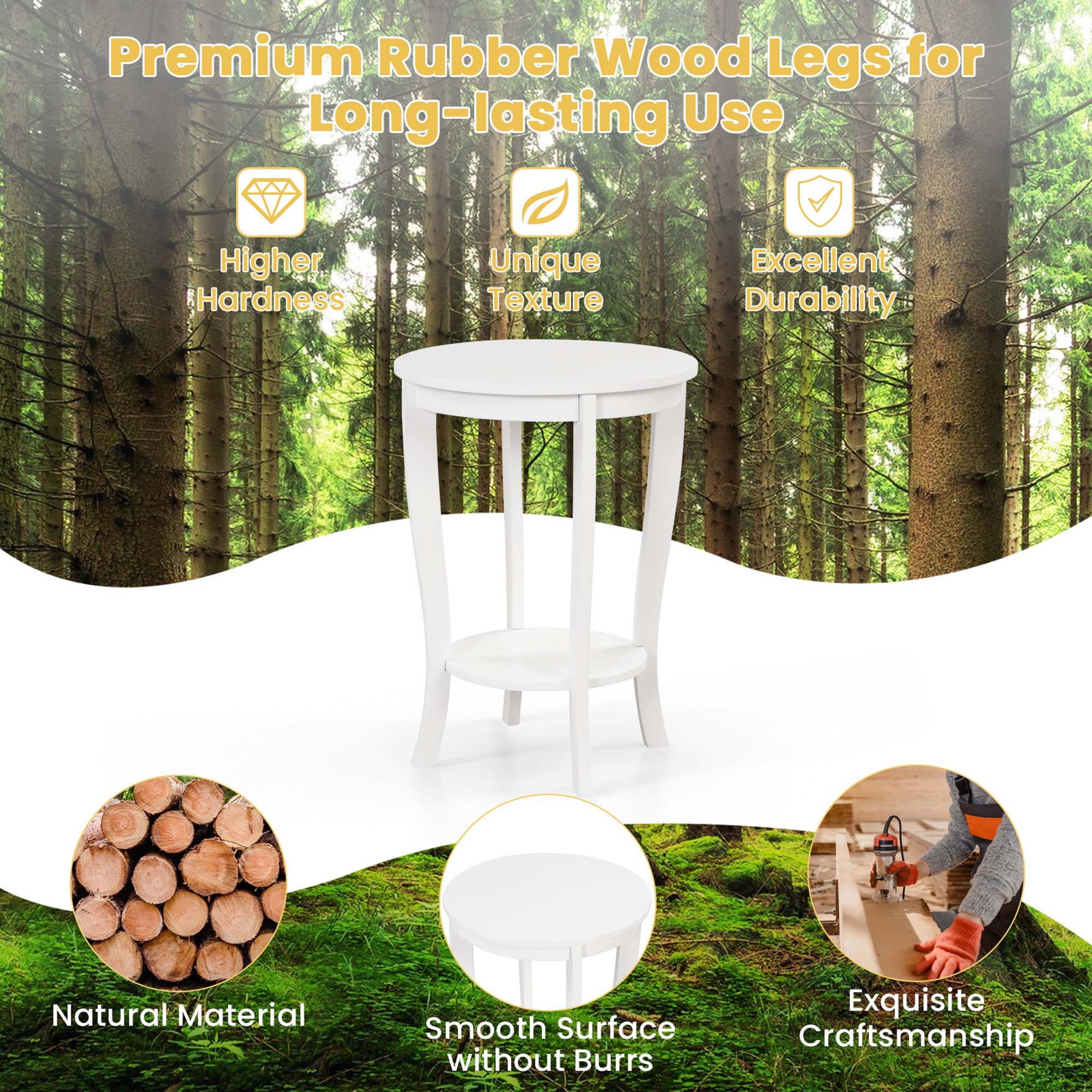 Premium Rubber Wood Legs for Long-lasting Use: Higher Hardness, Unique Texture, Excellent Durability, Natural Material, Smooth Surface without Burrs, Exquisite Craftsmanship.