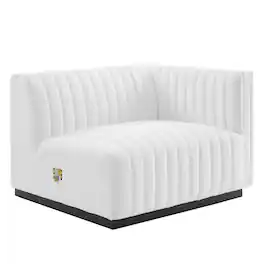 Conjure Channel Tufted Upholstered Fabric Right-Arm Chair by Modway - Black White