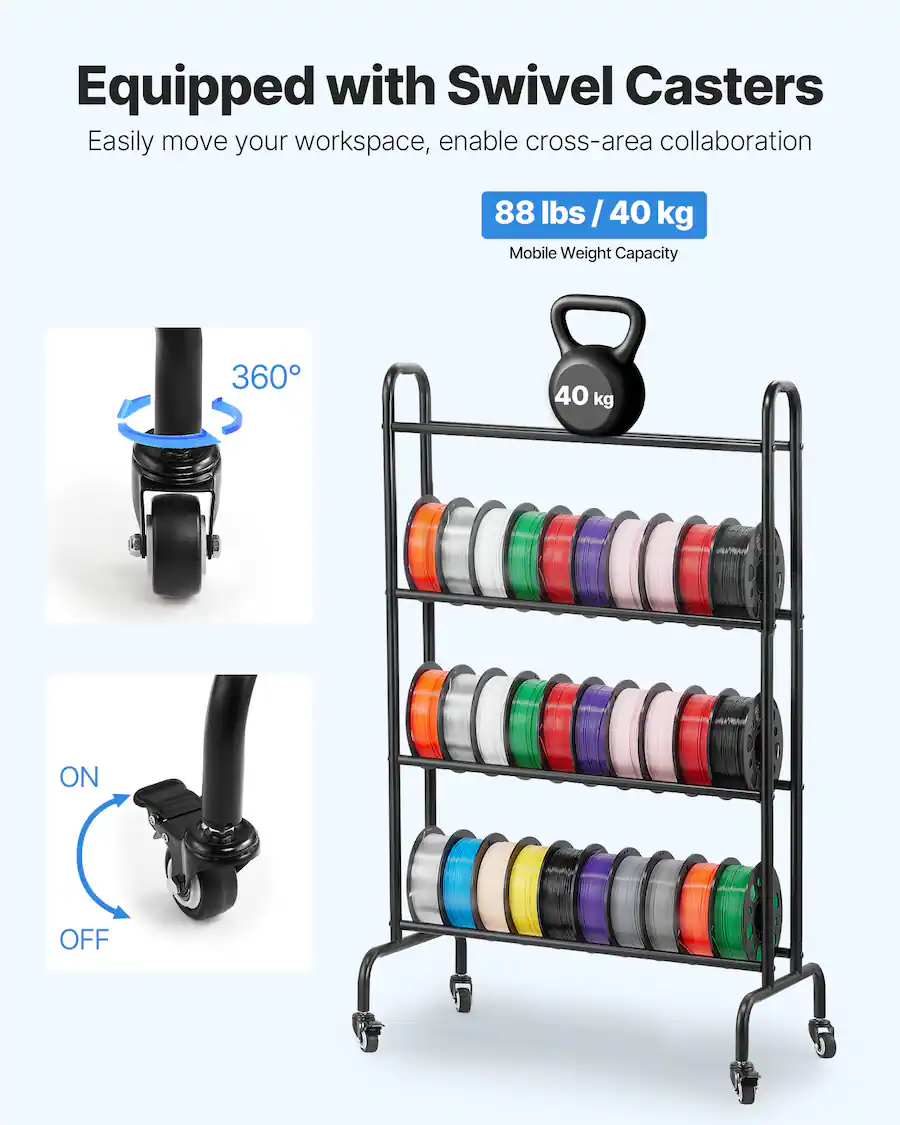 VEVOR 3D Printer Filament Storage Rack, 4 Tier Heavy Duty Storage Shelf ...