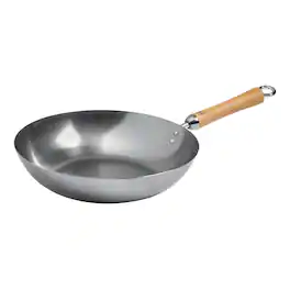 Escali - Joyce Chen Classic Series 12-Inch Uncoated Carbon Steel Stir Fry Pan with Birch Handle - Silver