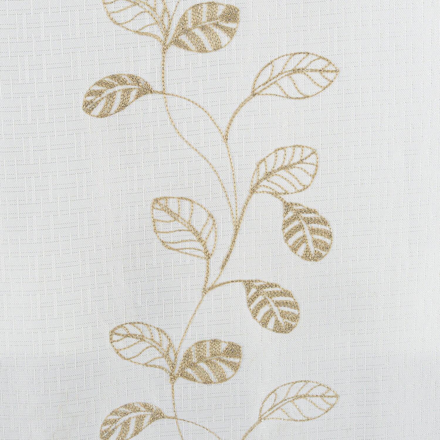 Alt View 2. RT Designers Collection - RT Designers Collection 100% Polyester 140 GSM Reed Embroidered Grommet Curtain Panel 54" x 90" White - White.