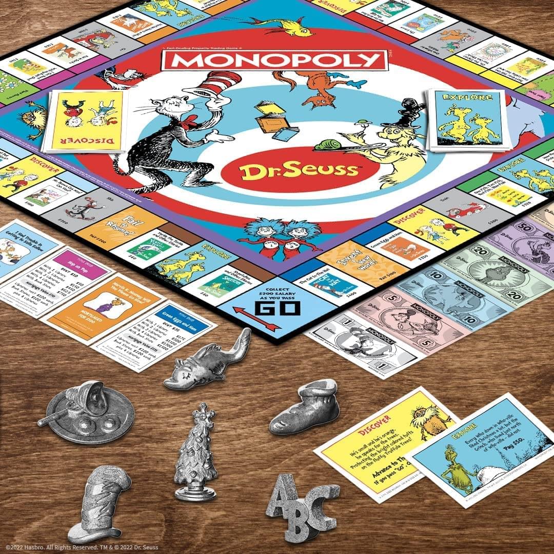 02548 MONOPOLY Dr. Seuss DISCOVER DISCOVER Reine A Fail dating fal - Insudia -i Kalr - caren AND De FU Adu RI Iate a70 K2R w20 Do0 dee si00 Dr.Seuss    15W DISCOVER Vie 50 Gate CPnes Sycd 190 20 E0d Se APE T 10 M OIET CNRO t700 SALARV .. Y .. S 20 GO ANEPE 10 MONPA 5  A DISCOVER  foeed tufts w or dhe Tre Ts speks for te Ngnd rufd h  Th Protecti te of d Aanca "6o" goejete pasz  you -NE Eoerg dn -t M s50. T 2022 Hasbro. AT Rights Reserved TM & C 2022 Dr. Seuss