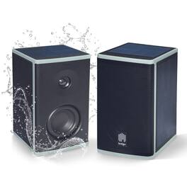 Lodge - Solar Powered, Premium Sound, Outdoor, Landscape, Weatherproof Bluetooth Speaker 2-Pack (Pair) - Black