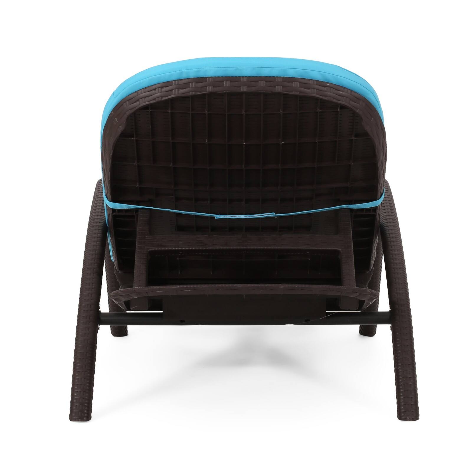 Alt View 5. Ecooso - Weather-Resistant Plastic Chaise Lounge with Wicker-Like Texture, Cushion, Ergonomic Design, and Stable Support Frame - Dark Brown.