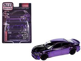Autoworld - 2021 Dodge Charger SRT Hellcat Redeye Chrome with Black Hood Limited Edition to 2496 pieces Worldwide 1/64 - Purple