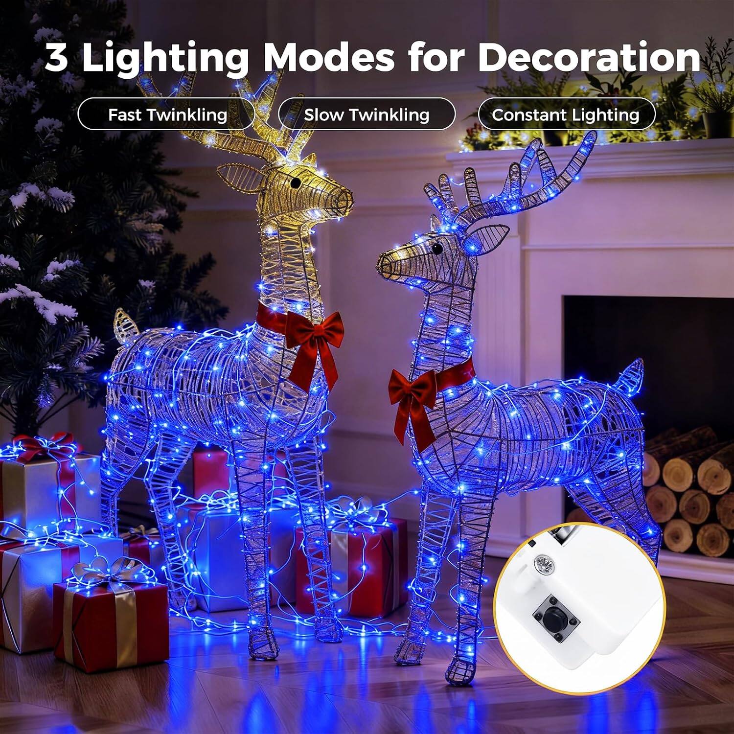 3 Lighting Modes for Decoration
Fast Twinkling
Slow Twinkling
Constant Lighting