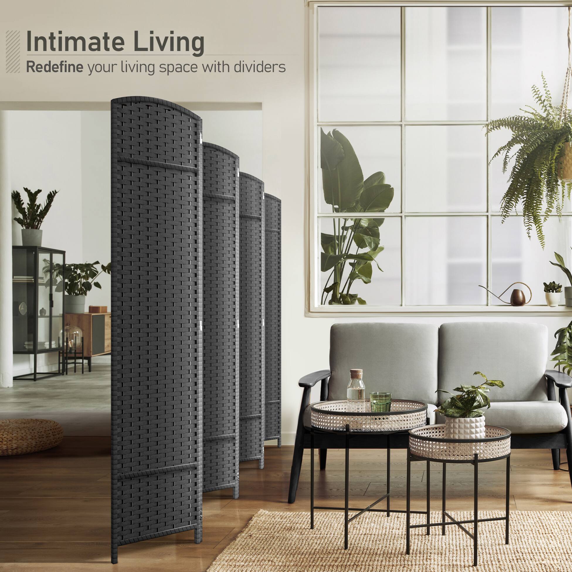 Sorbus Extra Wide Double Hinged 7 Panels Partition Room Dividers Dark ...