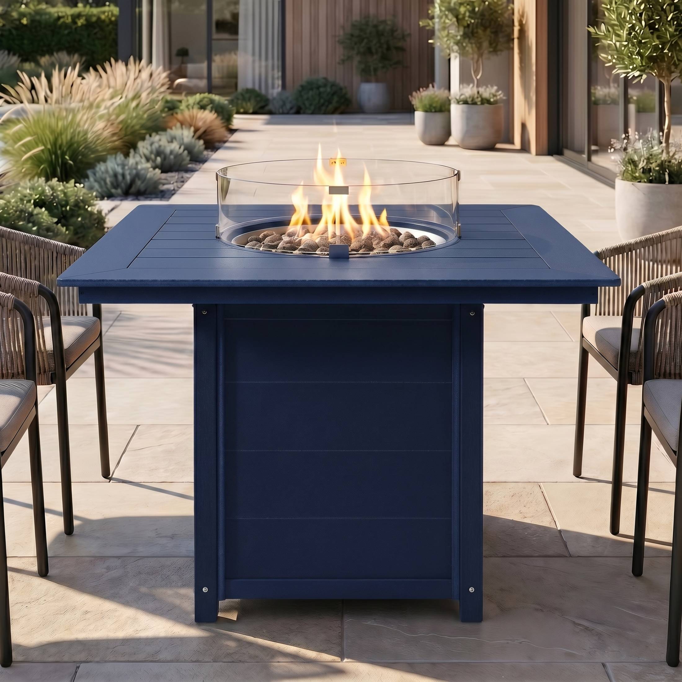 Angle. WestinTrends - WestinTrends Helios 42" Modern Outdoor Patio Gas Propane Square Fire Pit Table.