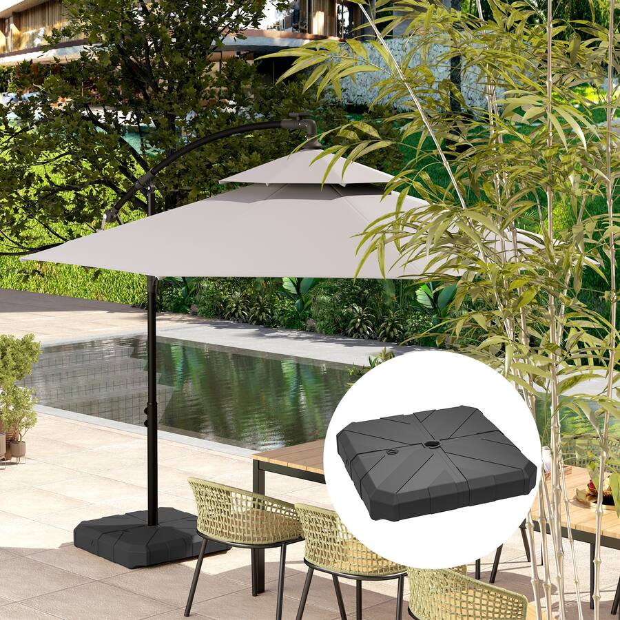 Outsunny Cantilever Offset Umbrella Base, Sand/Water Filled Patio ...