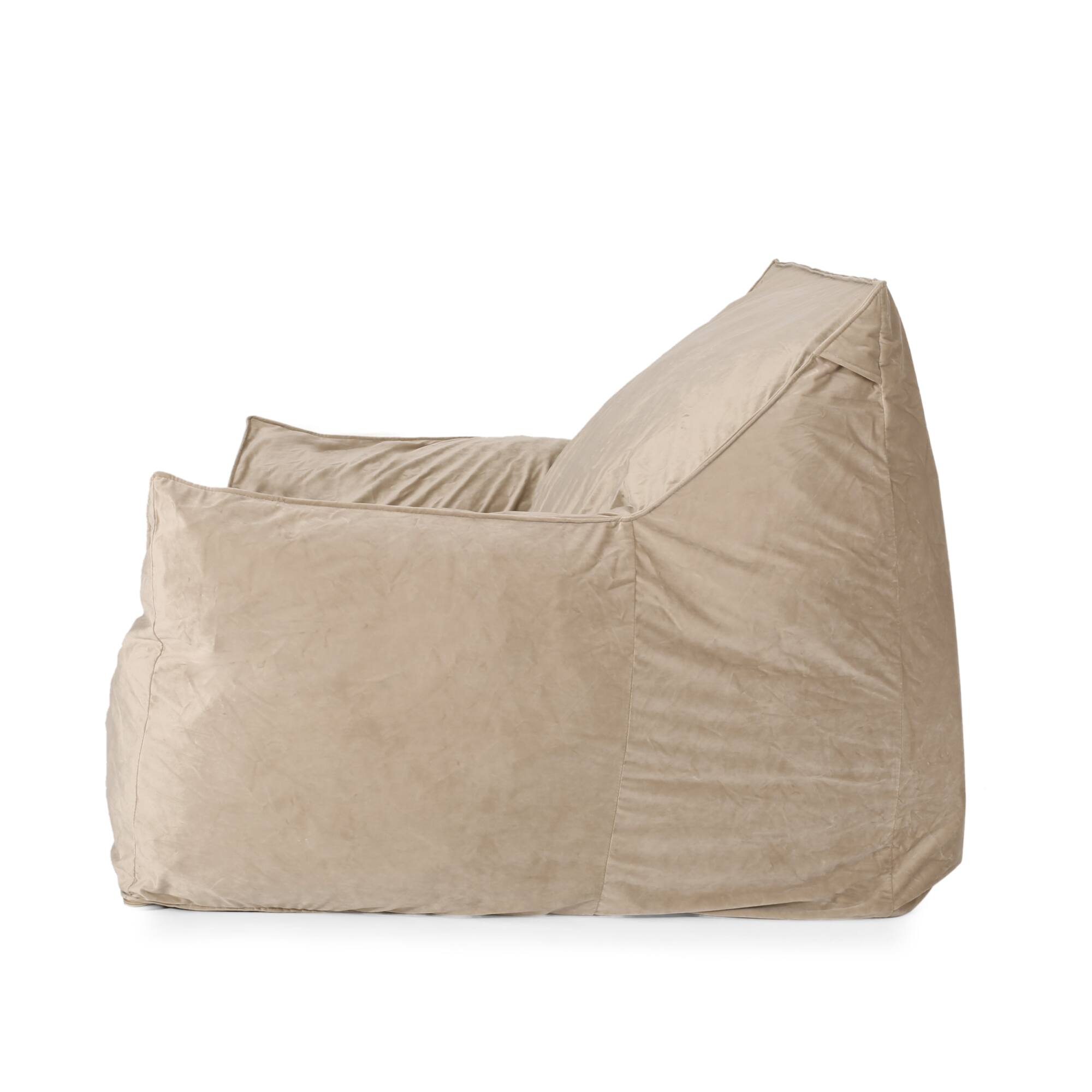 Alt View 2. GOODSILO - Luxurious Velveteen Bean Bag Chair with Comfortable Armrests for Cozy Seating - Taupe.