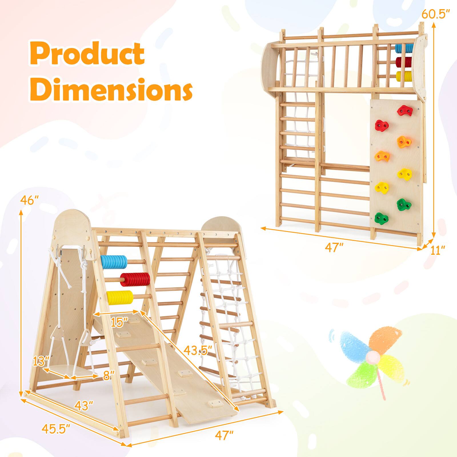 60.5" Product Dimensions: 46" x 47" x 11" x 15" x 13" x 8" x 43.5" x 43" x 45.5" x 47"