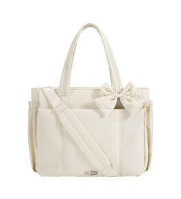 Bagsmart - Crush 23L Tote Bag for Women, Puffer Work Gym Bag, Fits 15.6" Laptop & 40oz Tumbler, Waterproof Pocket & Yoga Mat - White