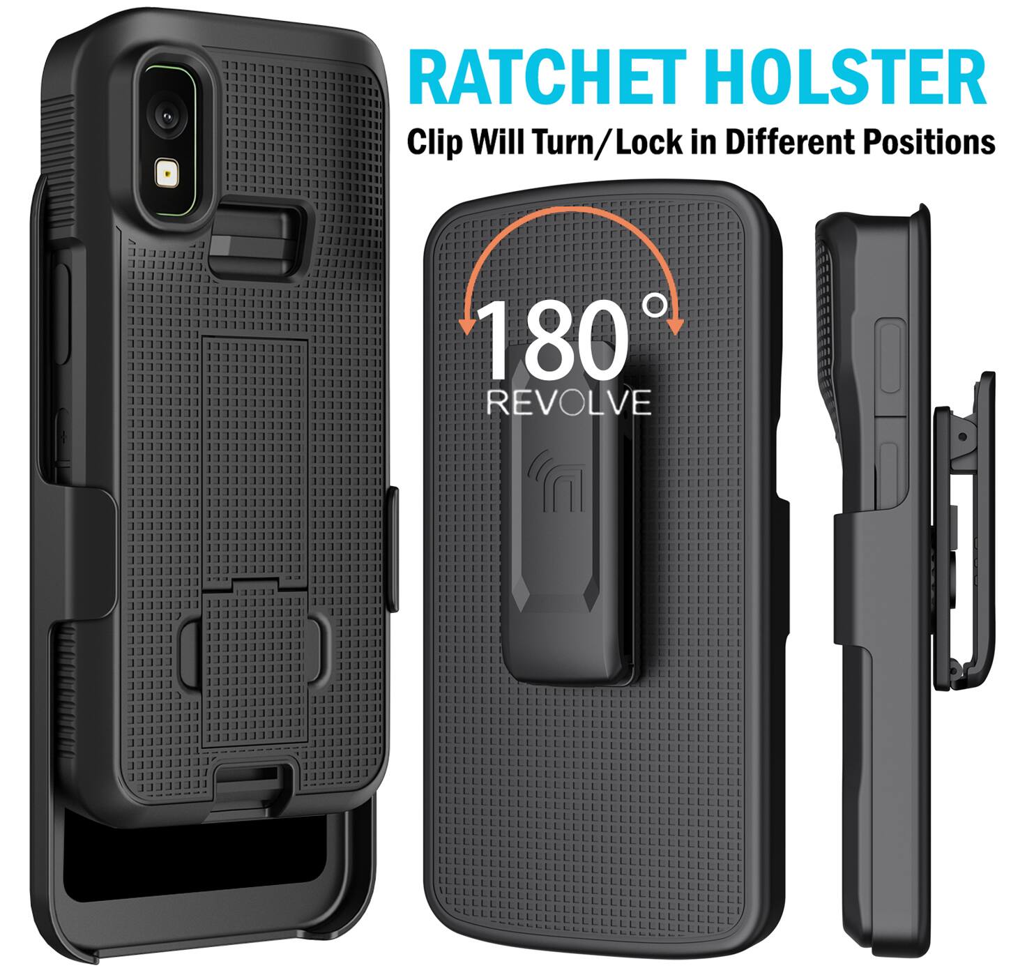 RATCHET HOLSTER  
Clip Will Turn/Lock in Different Positions  
180° REVOLVE