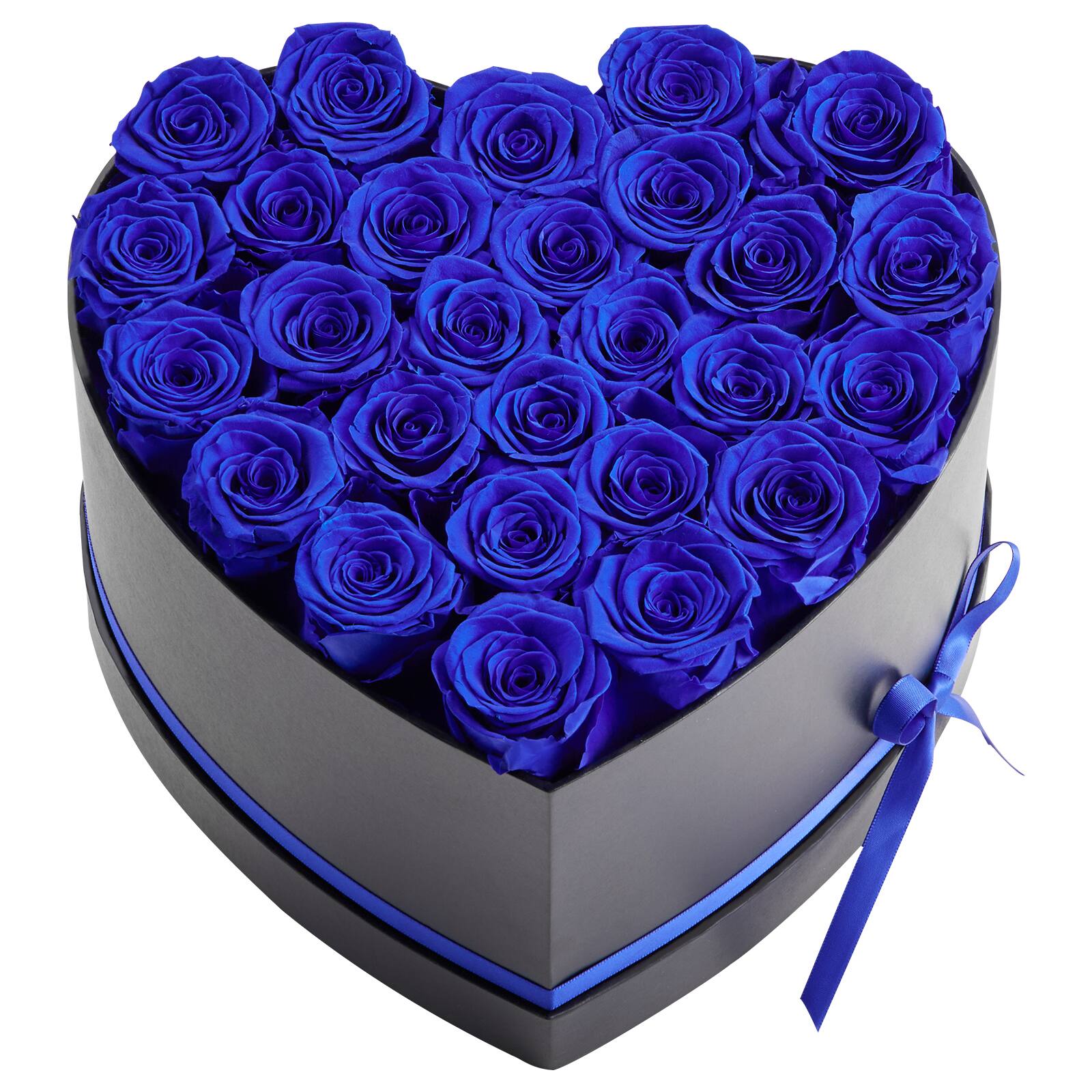 Alt View 5. VEVOR - Forever Flowers, 27 Preserved Roses in a Heart Shape Box, Eternal Flowers Immortal Bouquet Birthday Present for Women - Blue, Black.