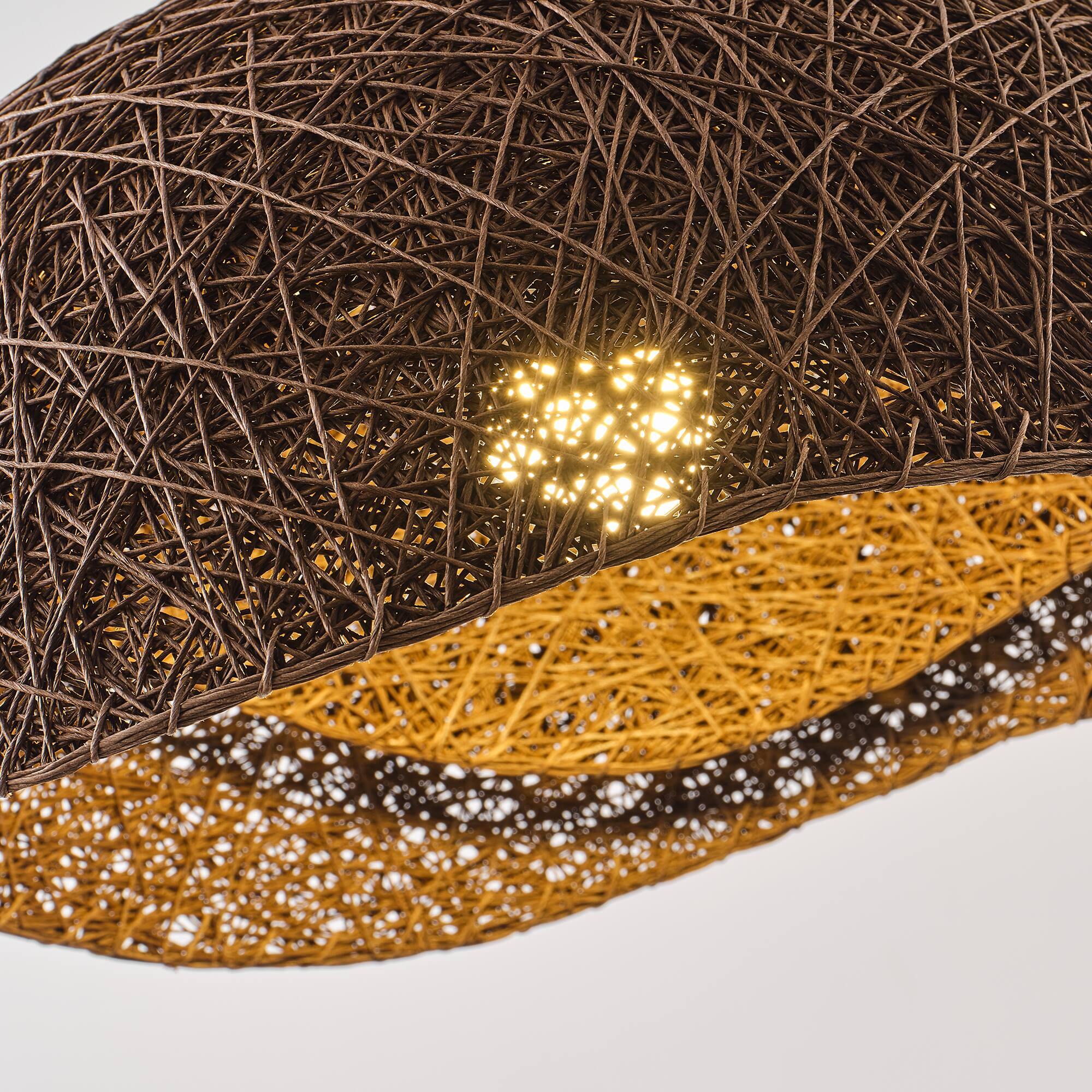 Alt View 6. Vaczon - Bird’s Nest Rattan Pendant Light Wavy Edge Woven Design, Adjustable Cord, Contemporary Pendant Lighting for Any Room - Dark Brown.