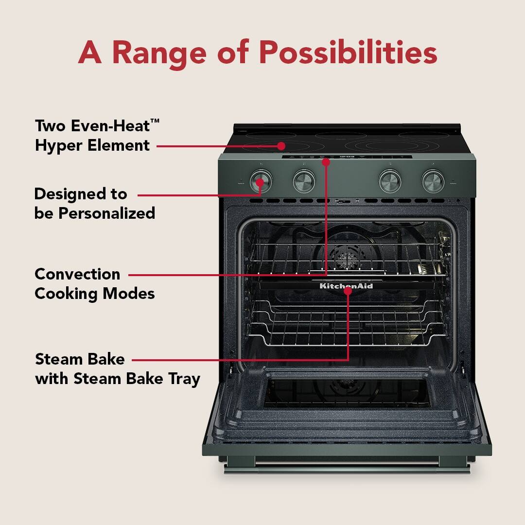 A Range of Possibilities

- Two Even-Heat™ Hyper Element
- Designed to be Personalized
- Convection Cooking Modes
- Steam Bake with Steam Bake Tray