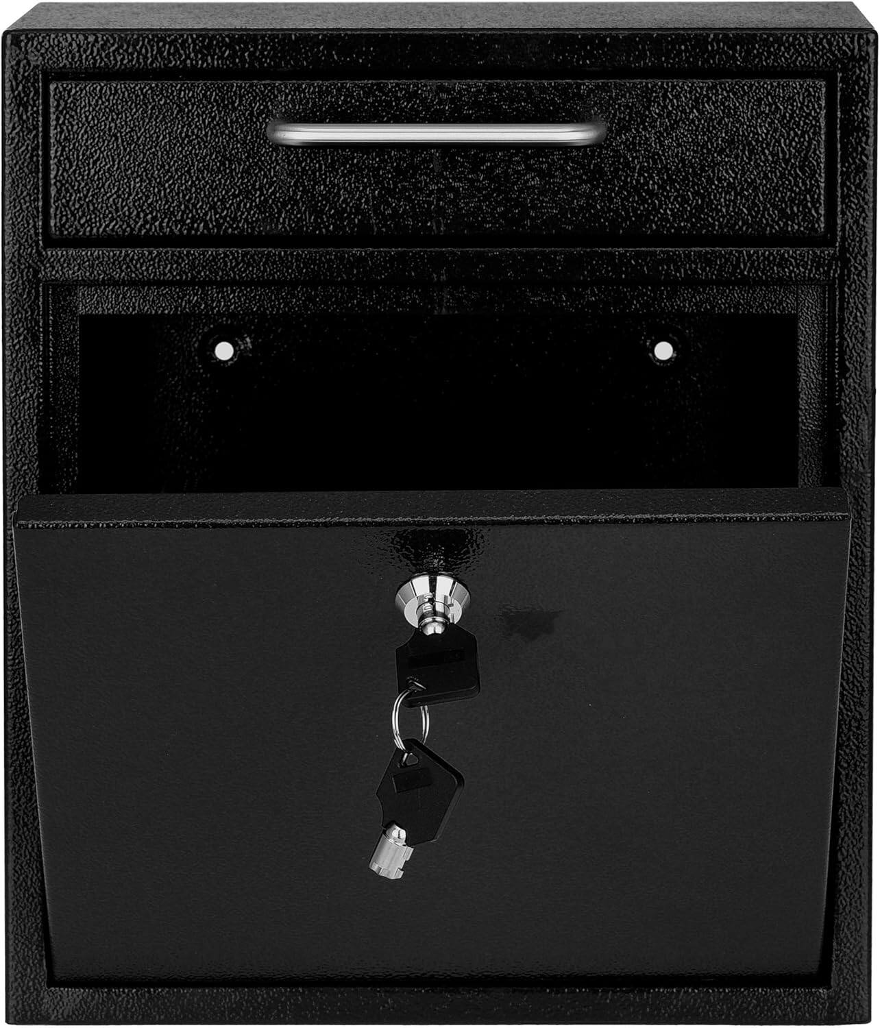 Alt View 8. AdirOffice - Large Steel Wall-Mounted Drop Box Safe with Key Lock - Black.