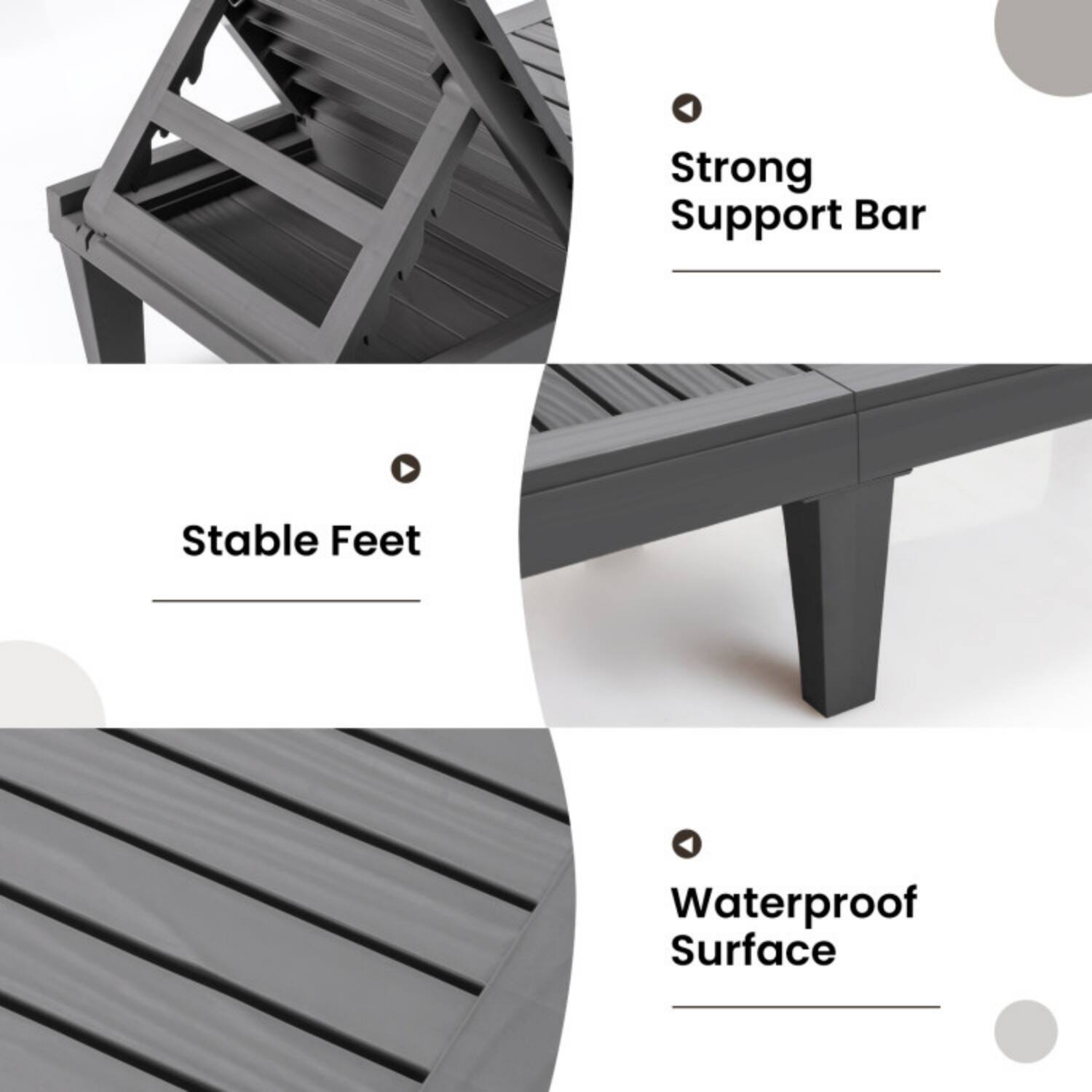- Strong Support Bar
- Stable Feet
- Waterproof Surface