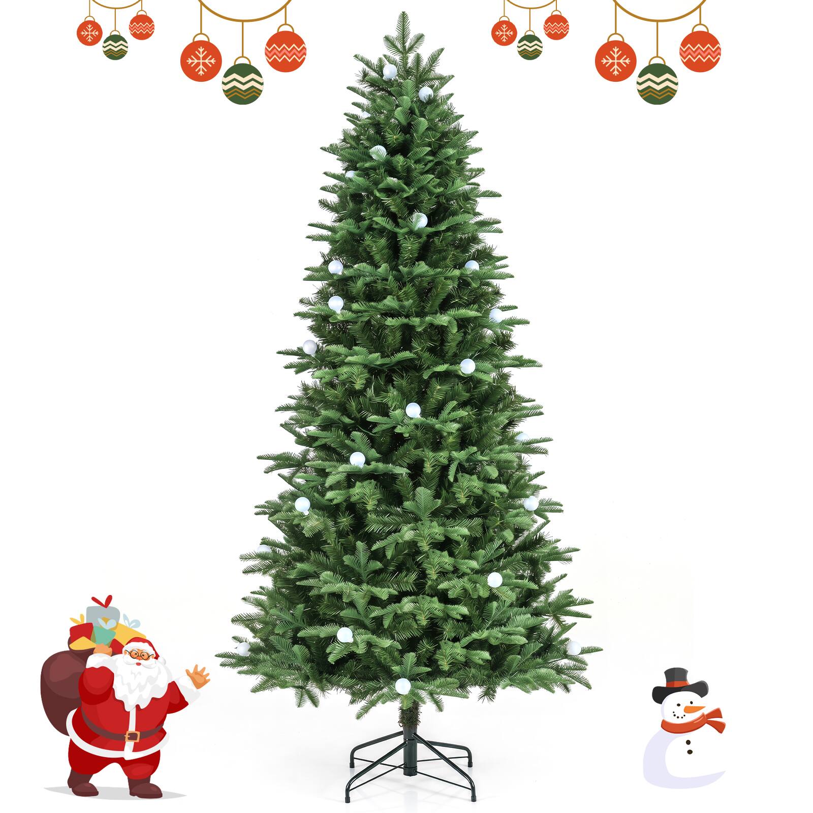 Alt View 9. Costway - Costway 7 ft Pre-Lit Christmas Tree with 1060 Full Branch Tips, 380 LED Lights, Metal Stand - Green.