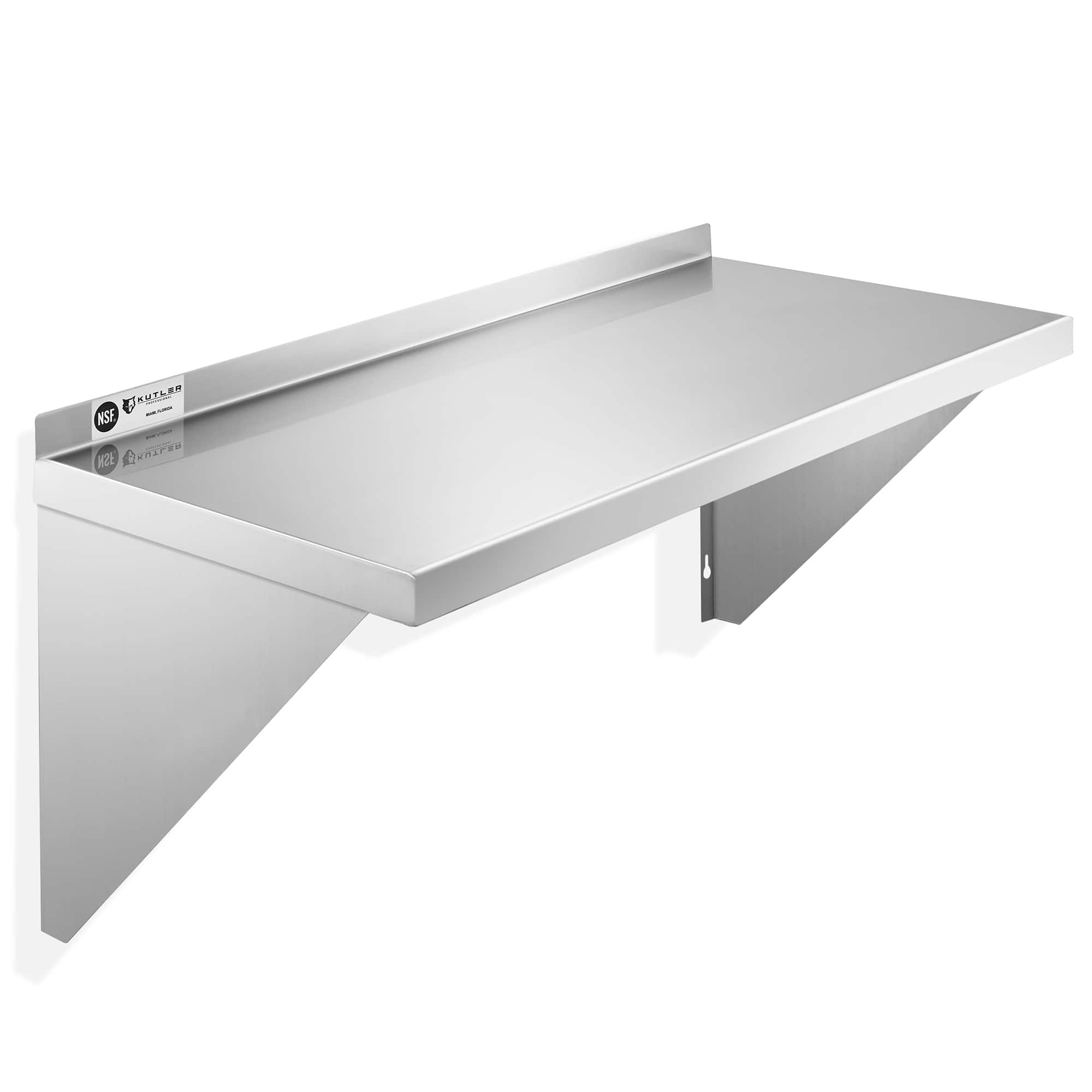KUTLER - Stainless Steel Shelf - NSF Commercial Kitchen Wall Shelving - Silver