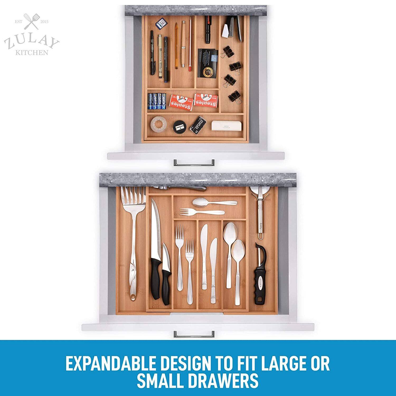 ZULAY KITCHEN, EXPANDABLE DESIGN TO FIT LARGE OR SMALL DRAWERS, EST 2015