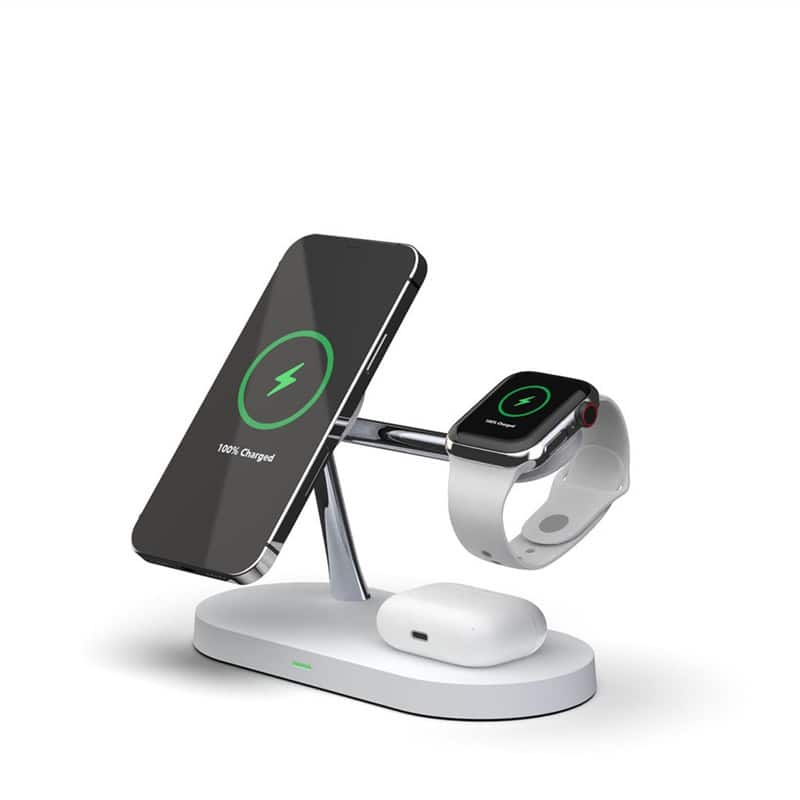 RISOKEYS - 5-in-1 Magnetic Wireless Fast Charging Stand - Compatible with MagSafe Charger for iPhone 15, Apple Watch, and AirPods - Black