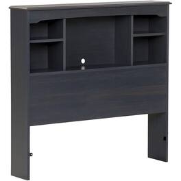 Hivvago - Twin size Bookcase Headboard in Dark Blueberry Finish - Black