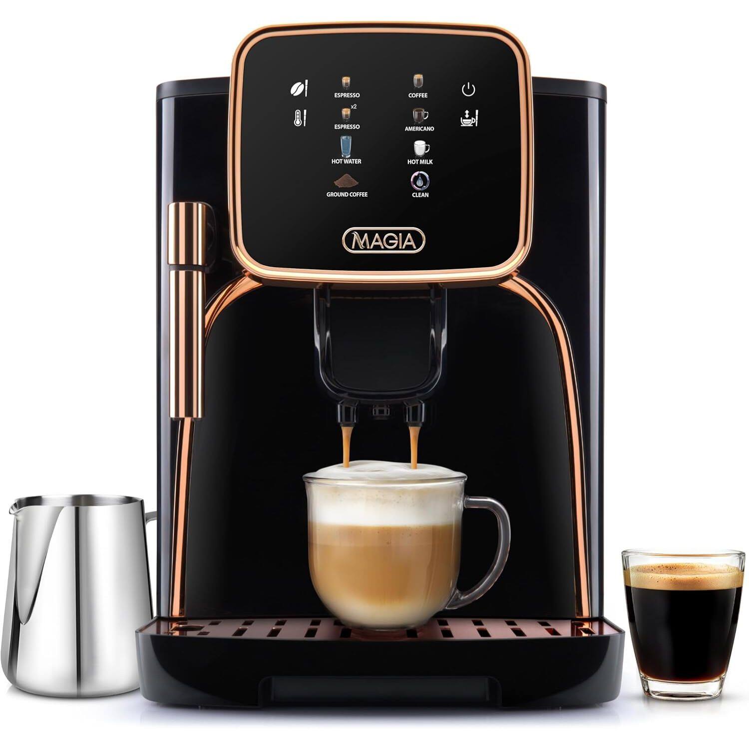 Zulay Kitchen - Magia Clasica - Fully Automatic Espresso Machine with Grinder - Black Copper