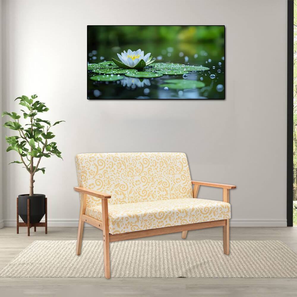 Front. Hivvago - Contemporary Upholstered 2-Seater Fabric Loveseat with Armrests - Yellow.