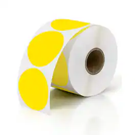 JADENS - 2-Inch Round Thermal Sticker Labels – Self-Adhesive, Waterproof, 750 Labels/Roll - Yellow