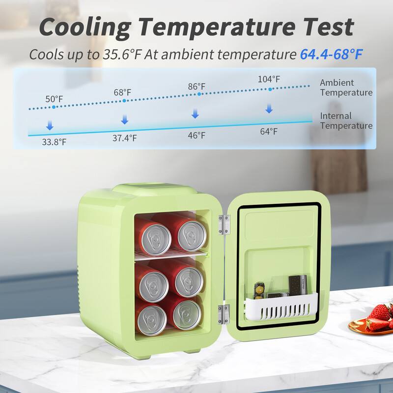 Cooling Temperature Test

Cools up to 35.6°F at ambient temperature 64.4-68°F

Ambient Temperature: 50°F, 68°F, 86°F, 104°F
Internal Temperature: 33.8°F, 37.4°F, 46°F, 64°F
