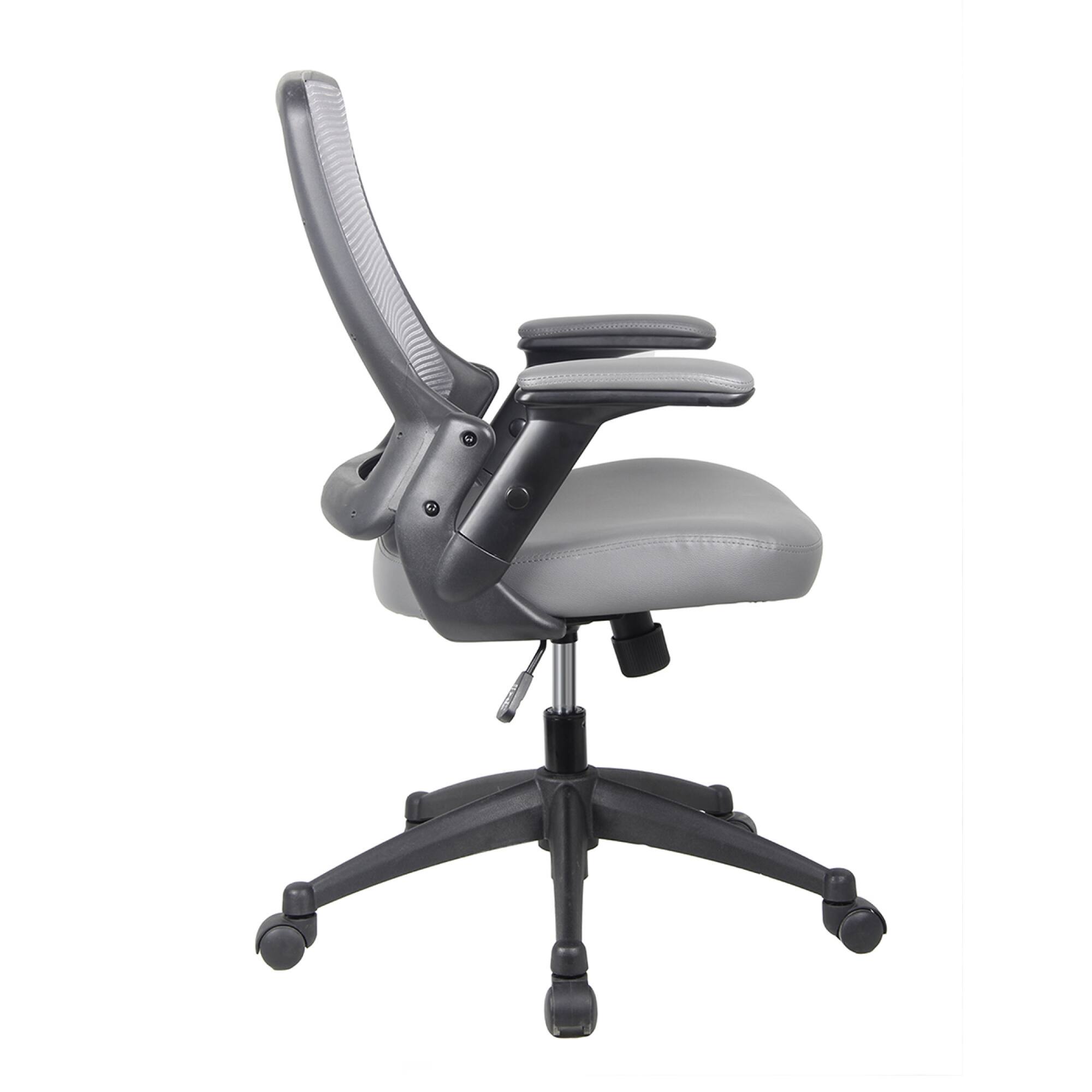 GOODSILO - Mid-Back Mesh Task Office Chair with Adjustable Arms and Reclining Backrest - Gray - Thumbnail 4