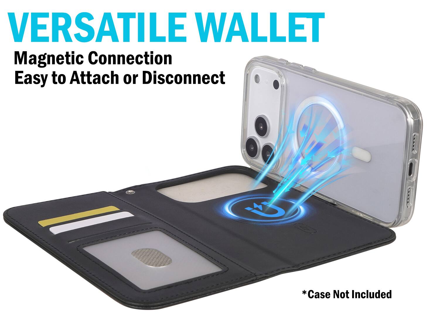 VERSATILE WALLET  
Magnetic Connection  
Easy to Attach or Disconnect  
*Case Not Included