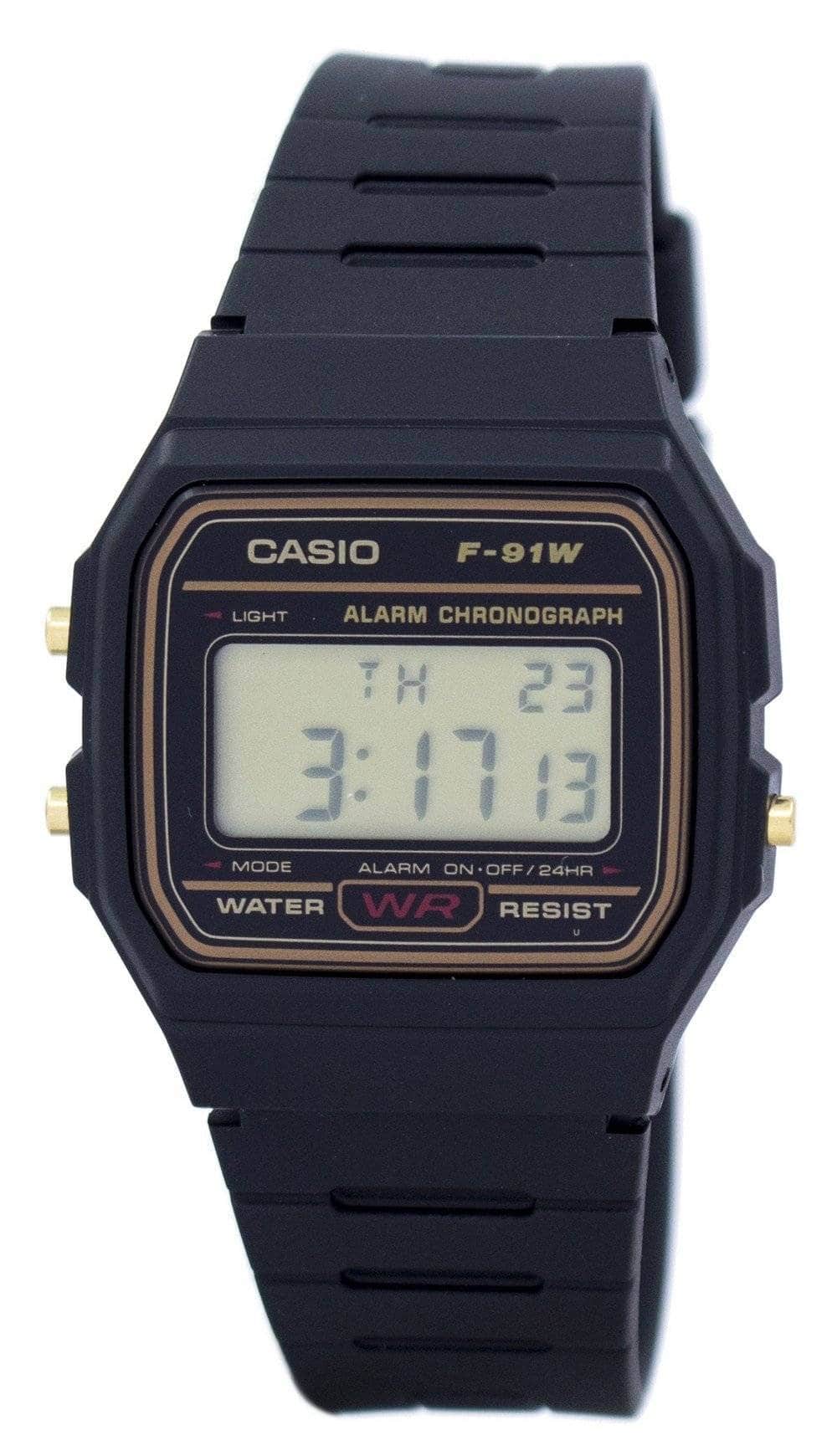Casio - Digital F-91WG-9S Mens Watch Alarm Chronograph Micro Light Stopwatch 30M - Black