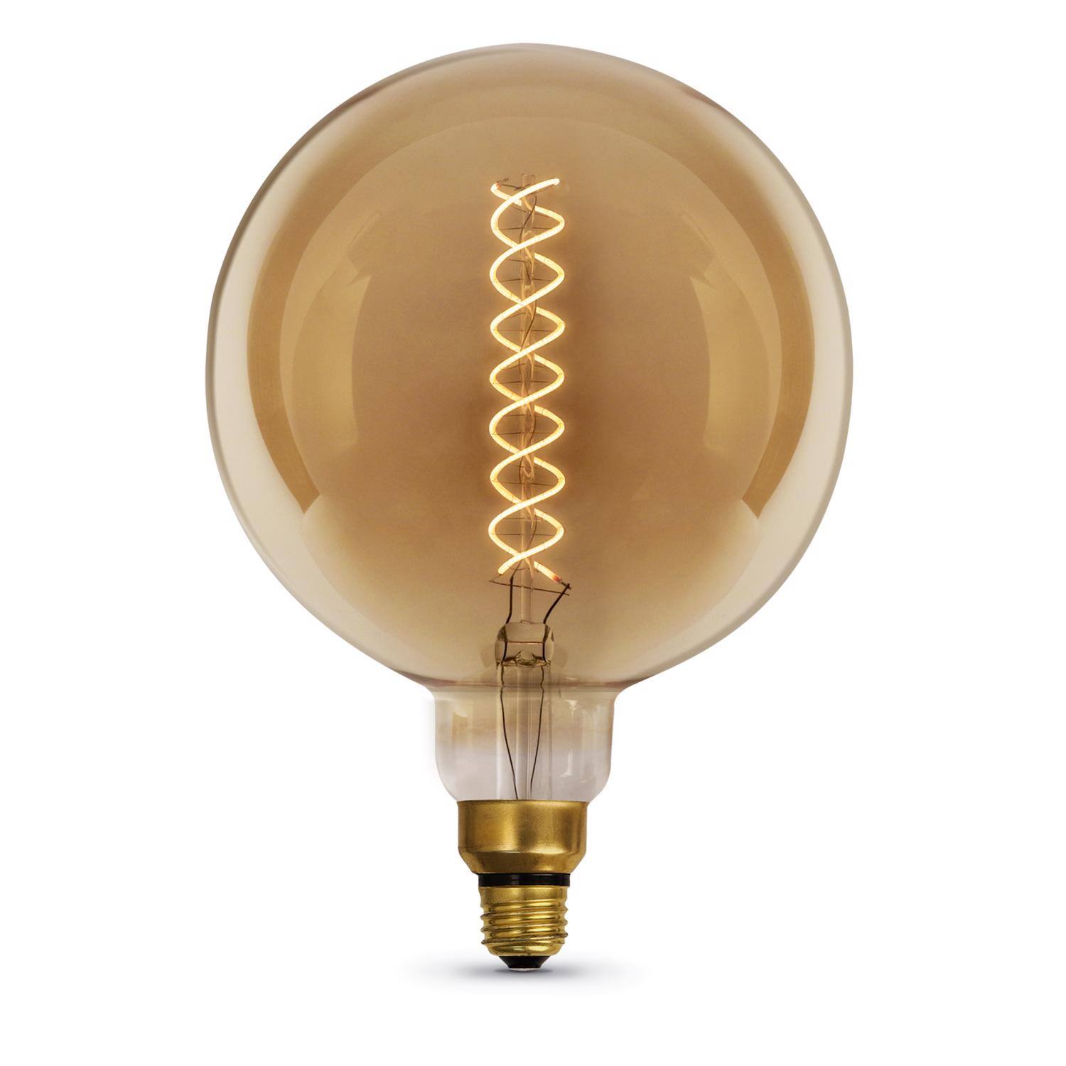 Angle. FEIT ELECTRIC - Feit G63 E26 (Medium) Filament LED Bulb Amber White 60 Watt Equivalence 1 pk.
