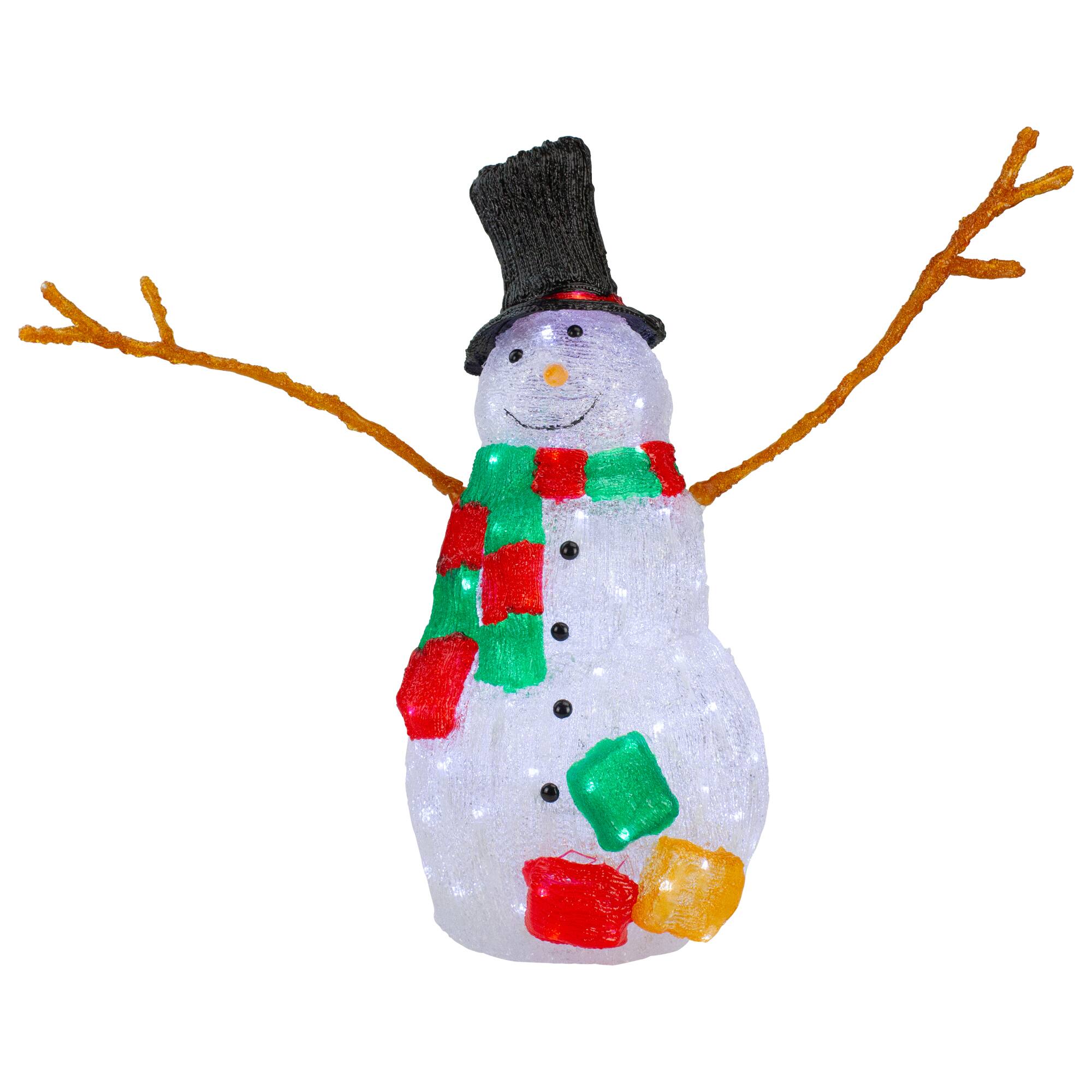 Front. Northlight - Lighted Commercial Grade Acrylic Snowman Outdoor Christmas Decoration - 23" - White.
