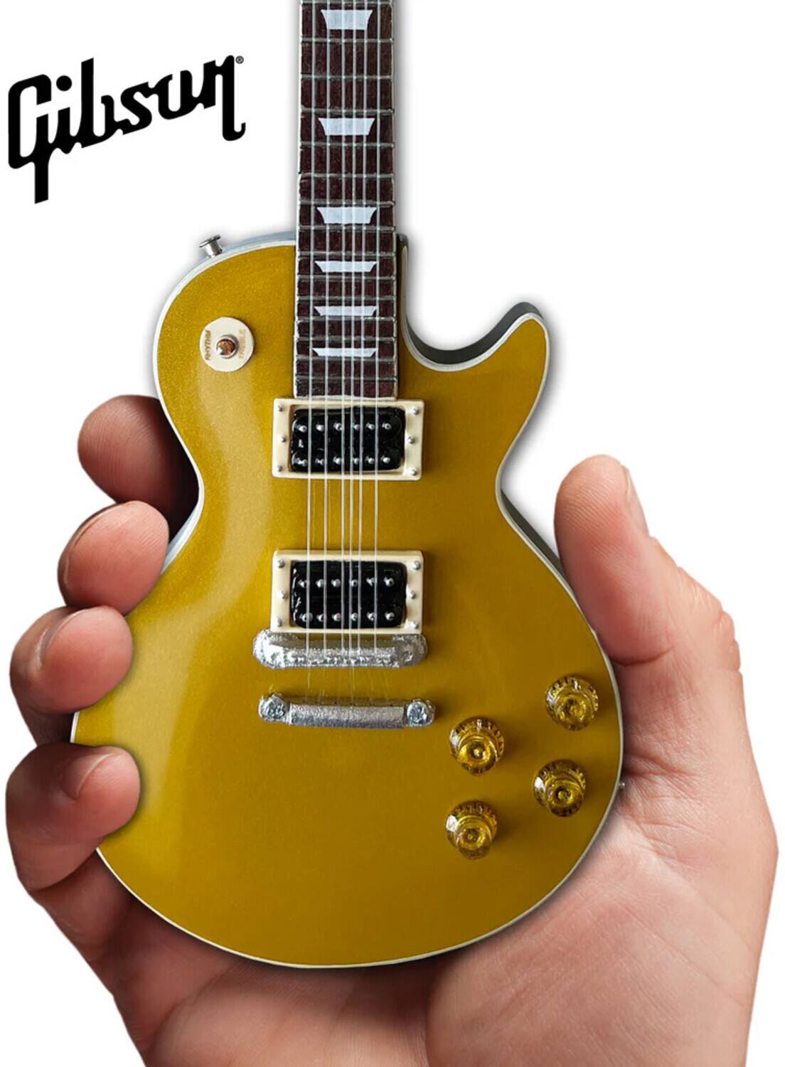 Alt View 2. Axe Heaven - Guns N' Roses - Axe Heaven Slash Gibson Les Paul Standard Victoria Goldtop Mini Guitar GG-136   - Collectibles - Multicolor.