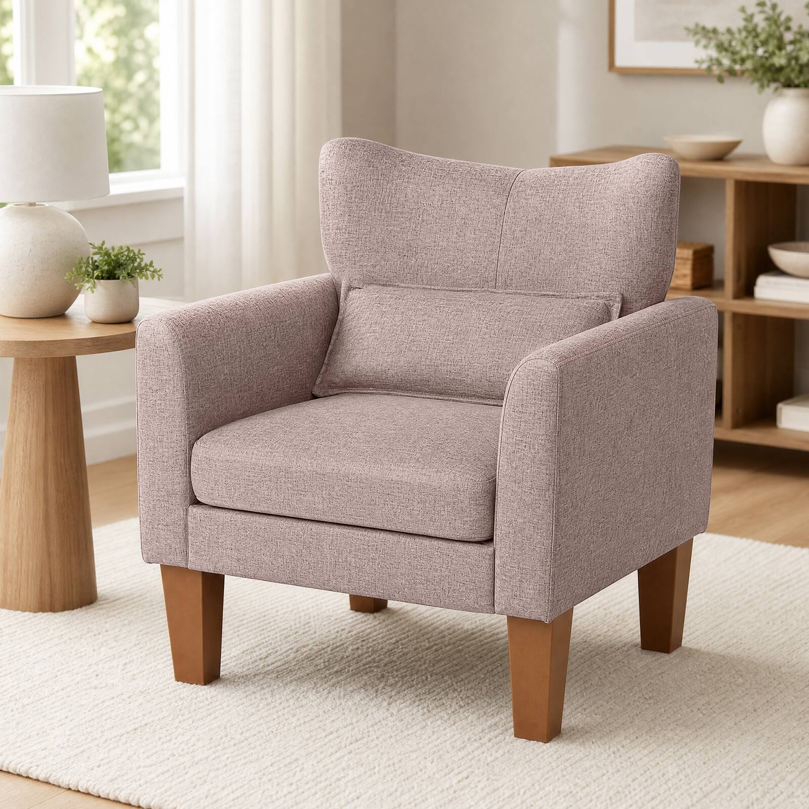 Alt View 1. Costway - Costway 1 PC SModern Accent Chair with Removable Seat Cushion & Pillow, Strong Support Legs - Brown.