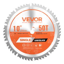 VEVOR - Circular Saw Blade, 10-inch Diameter, 50 Durable Alloy Teeth, 5/8-inch Arbor, Smooth Finish, Wood Cutting Blade - Orange