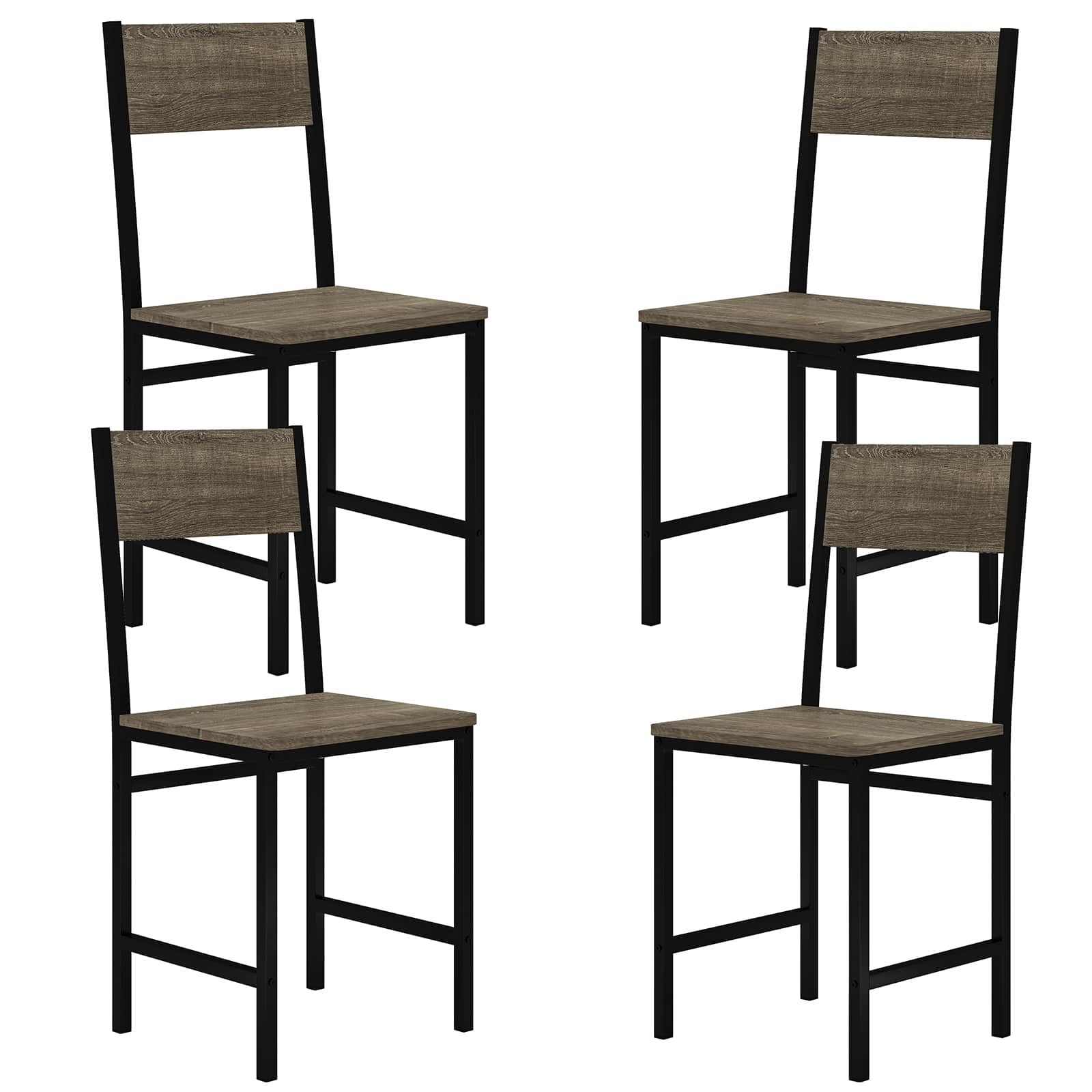 Gymax - Set of 4 Dining Chairs w/Metal Legs Slanted Back Wide Seat for Living Room - Gray