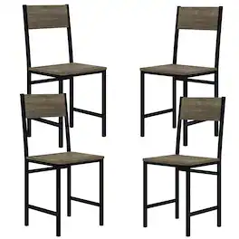 Gymax - Set of 4 Dining Chairs w/Metal Legs Slanted Back Wide Seat for Living Room - Gray