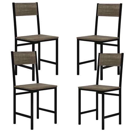 Front. Gymax - Gymax Set of 4 Dining Chairs w/Metal Legs Slanted Back Wide Seat for Living Room - Gray.