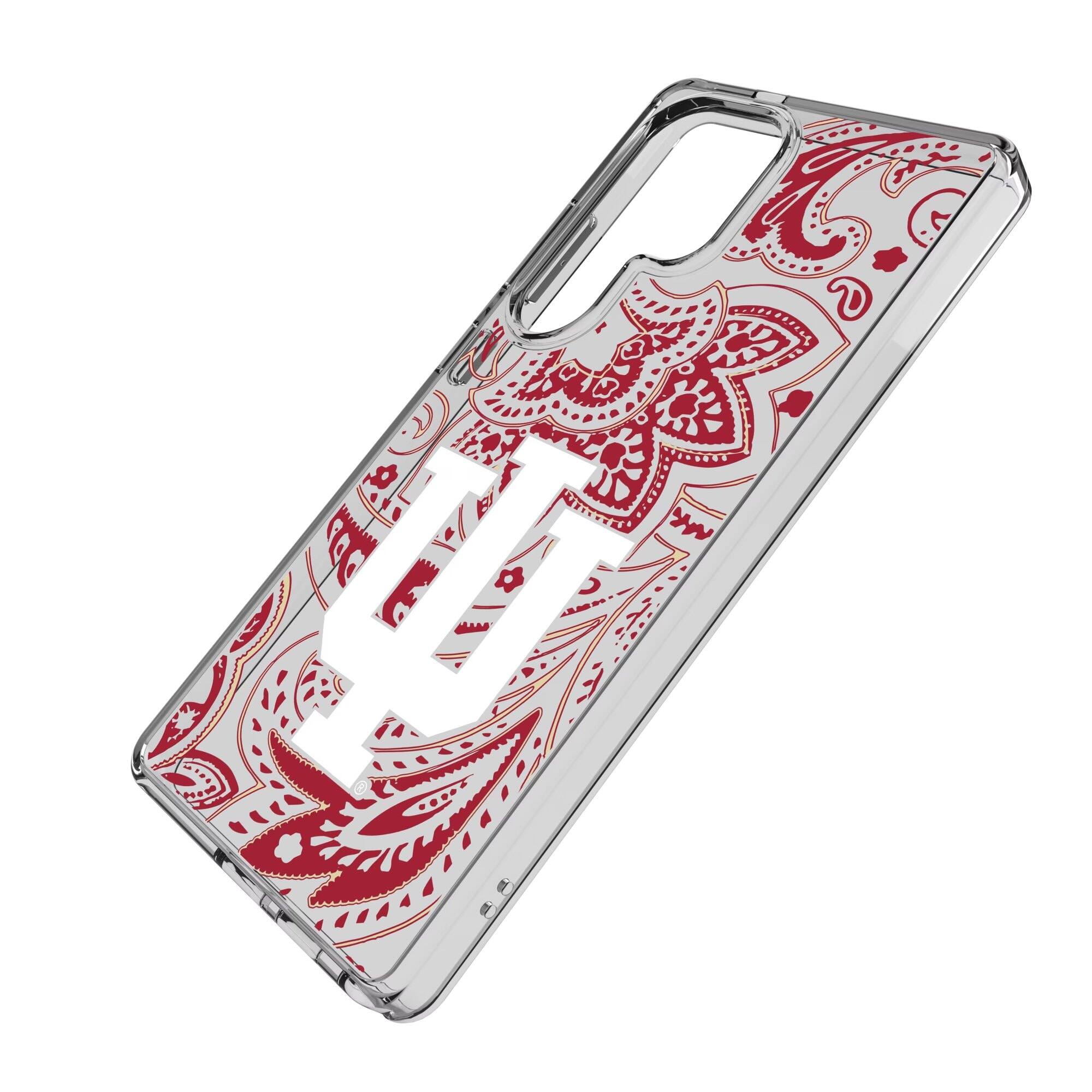 Alt View 1. Keyscaper - Indiana Hoosiers Paisley Galaxy Clear Case - S23 - Multicolor.