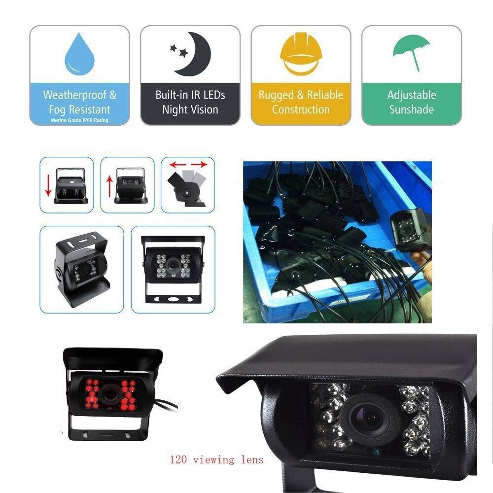 Weatherproof & Fog Resistant  
Marine Grade IP66 Rating  

Built-in IR LEDs Night Vision  

Rugged & Reliable Construction  

Adjustable Sunshade  

120 viewing lens
