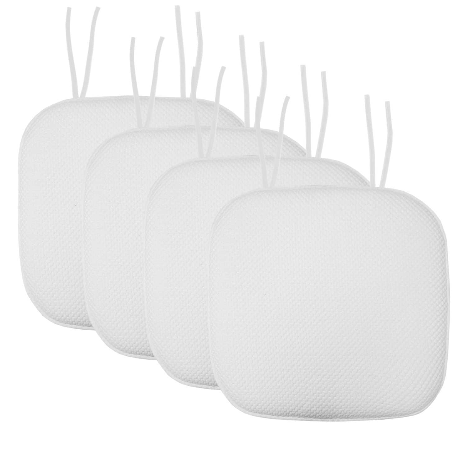 "Sweet Home Collection - Honeycomb Memory Foam Non-Slip 16"" x 16"" Chair Cushion Pad with Ties, 4-Pack - White" price history on PriceWatchPro